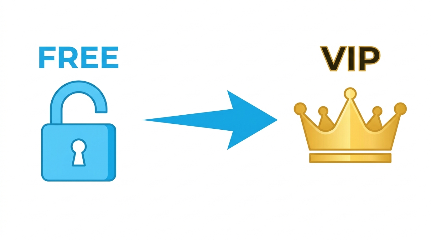 ポリバズの無料プランと有料VIPプランの違いを示すイラスト