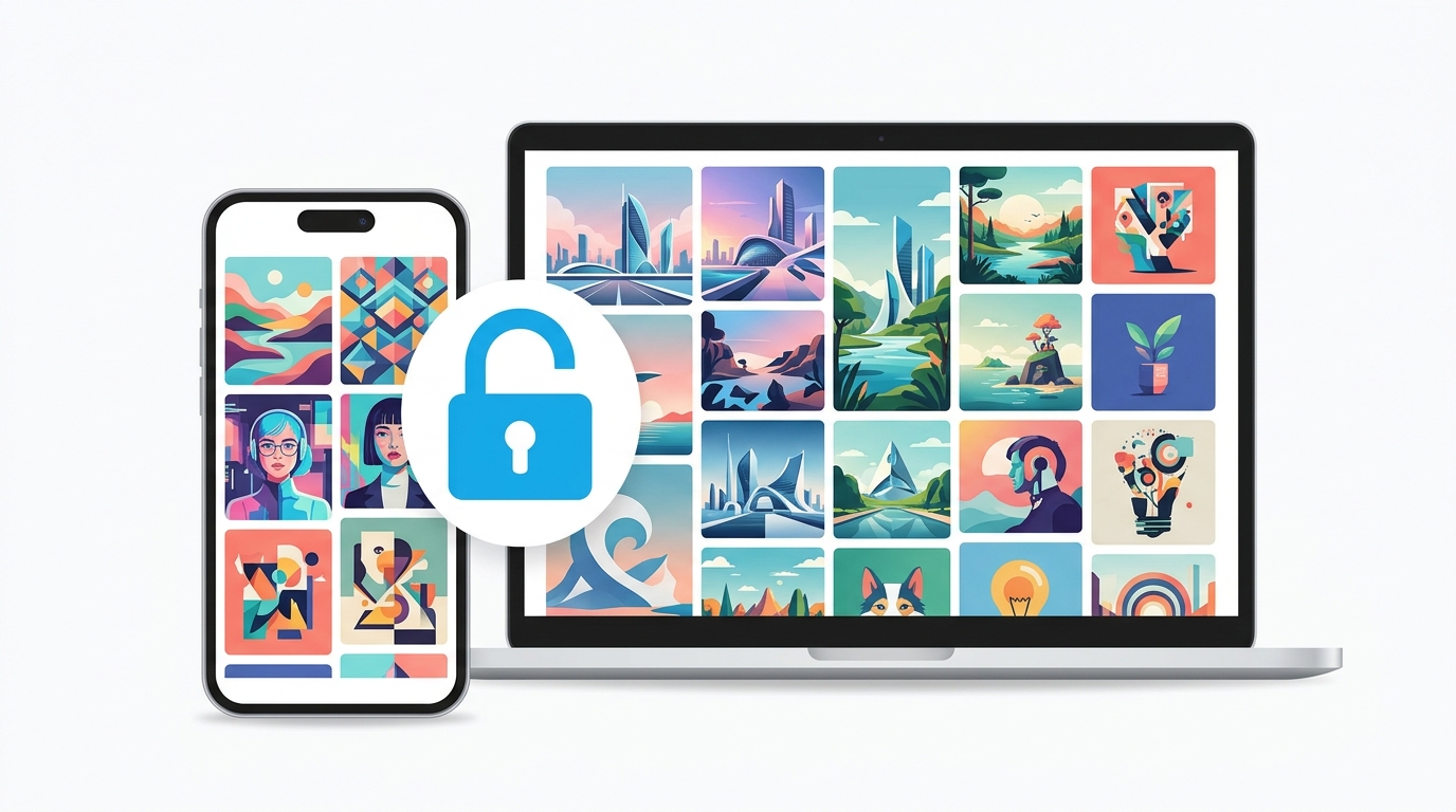登録不要のAI画像生成サイトのまとめを示すイラスト
