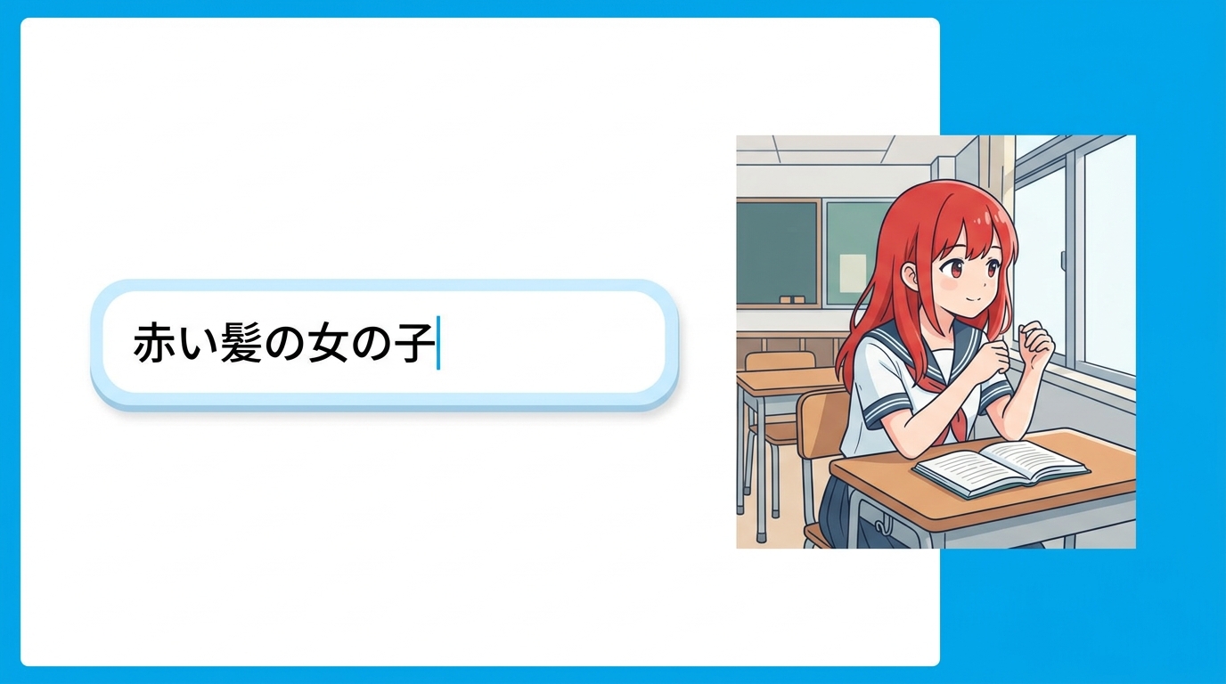 日本語プロンプトでイラストを生成する様子