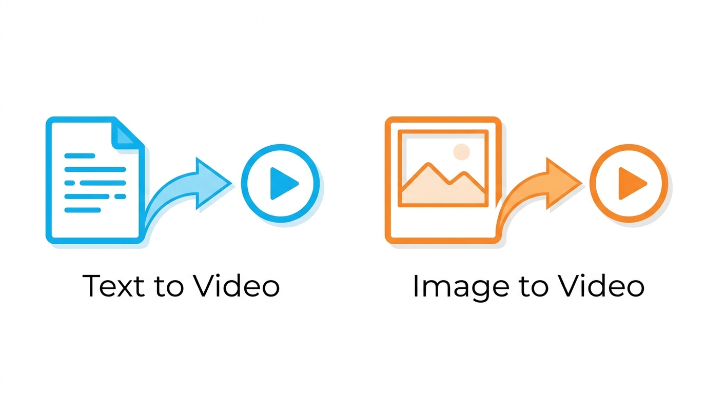 Text to VideoとImage to Videoの生成方式比較イメージ