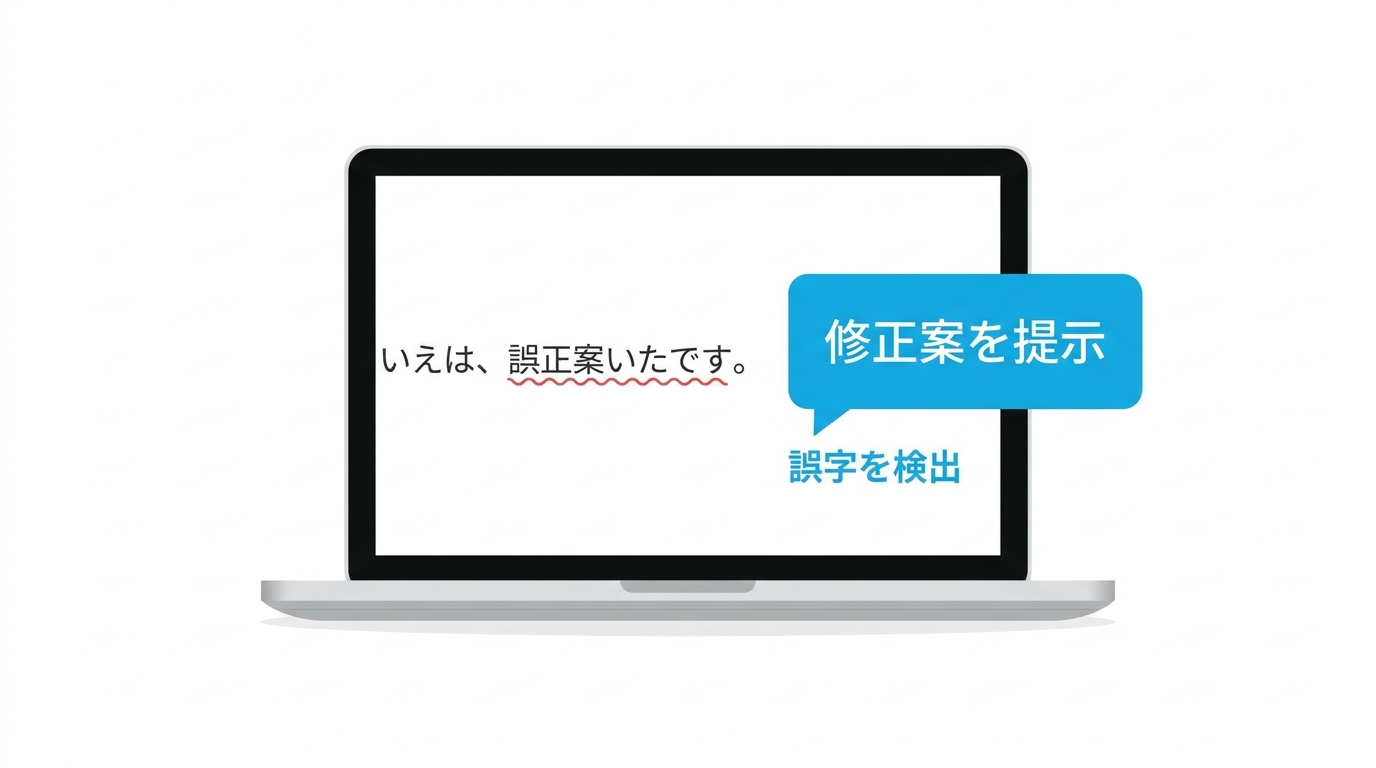 AI文章校正ツールの誤字検出イラスト