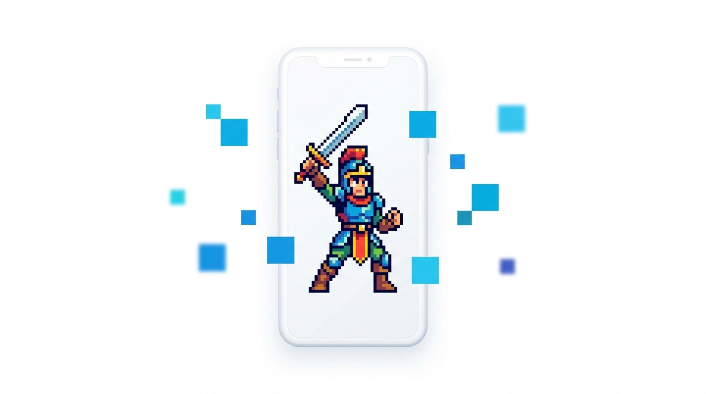ドット絵AIの概念を示すイラスト