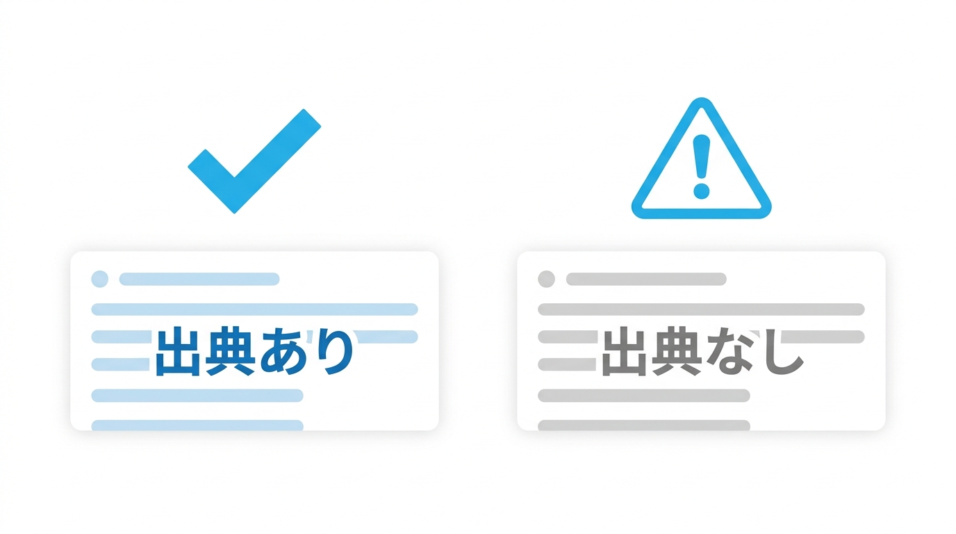 論文検索AIの検索精度と出典表示の比較イメージ