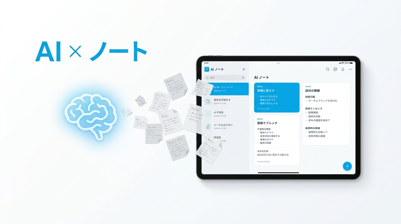 AIノートアプリの概要を示すイラスト