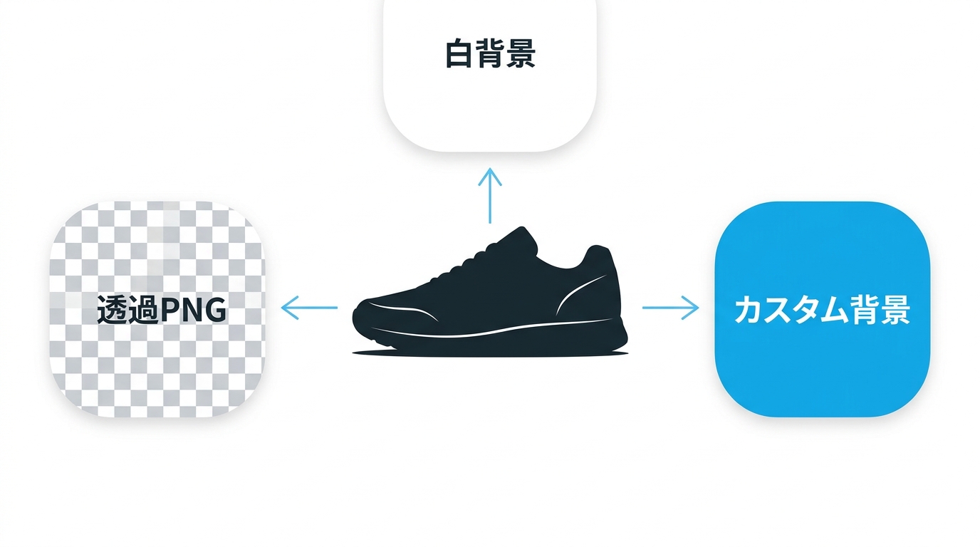 背景削除後の加工オプションを示すイラスト