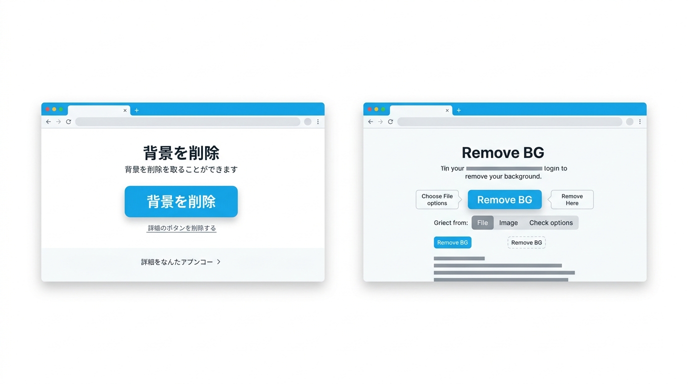 日本語対応の充実度を比較するイラスト