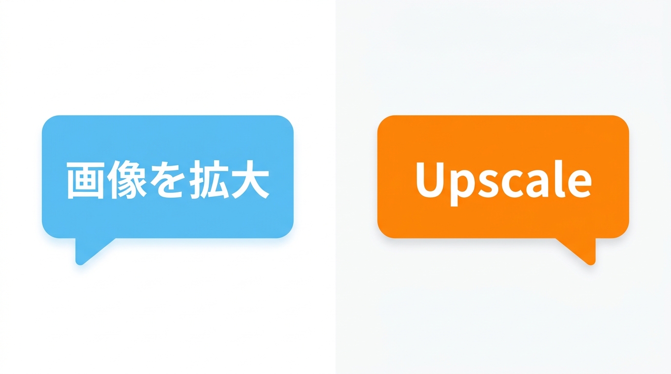 日本語対応と英語表示の違いを示すイラスト