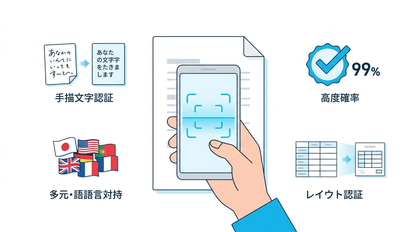 AI OCRのメリットを示すイラスト