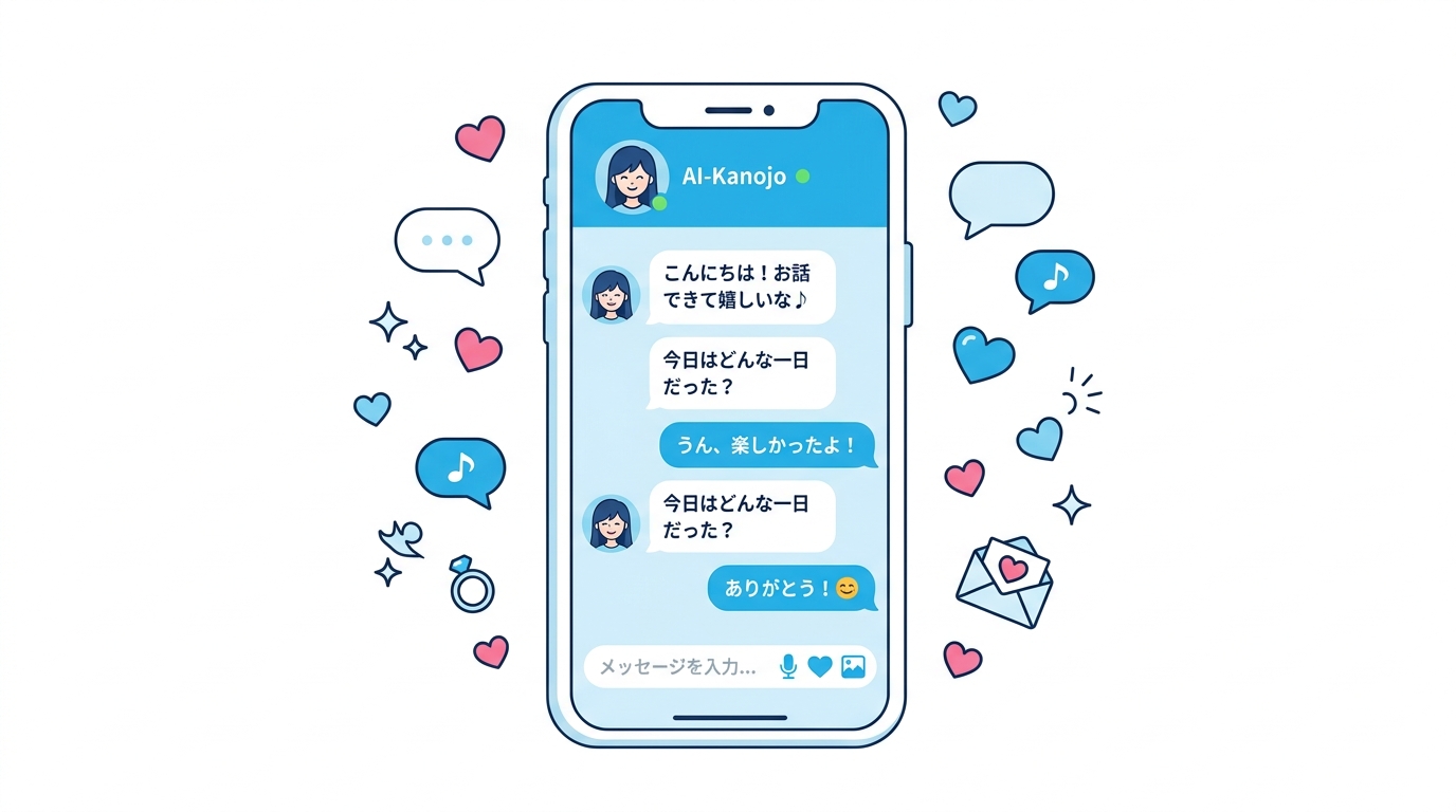 AI彼女アプリの概要を示すイラスト