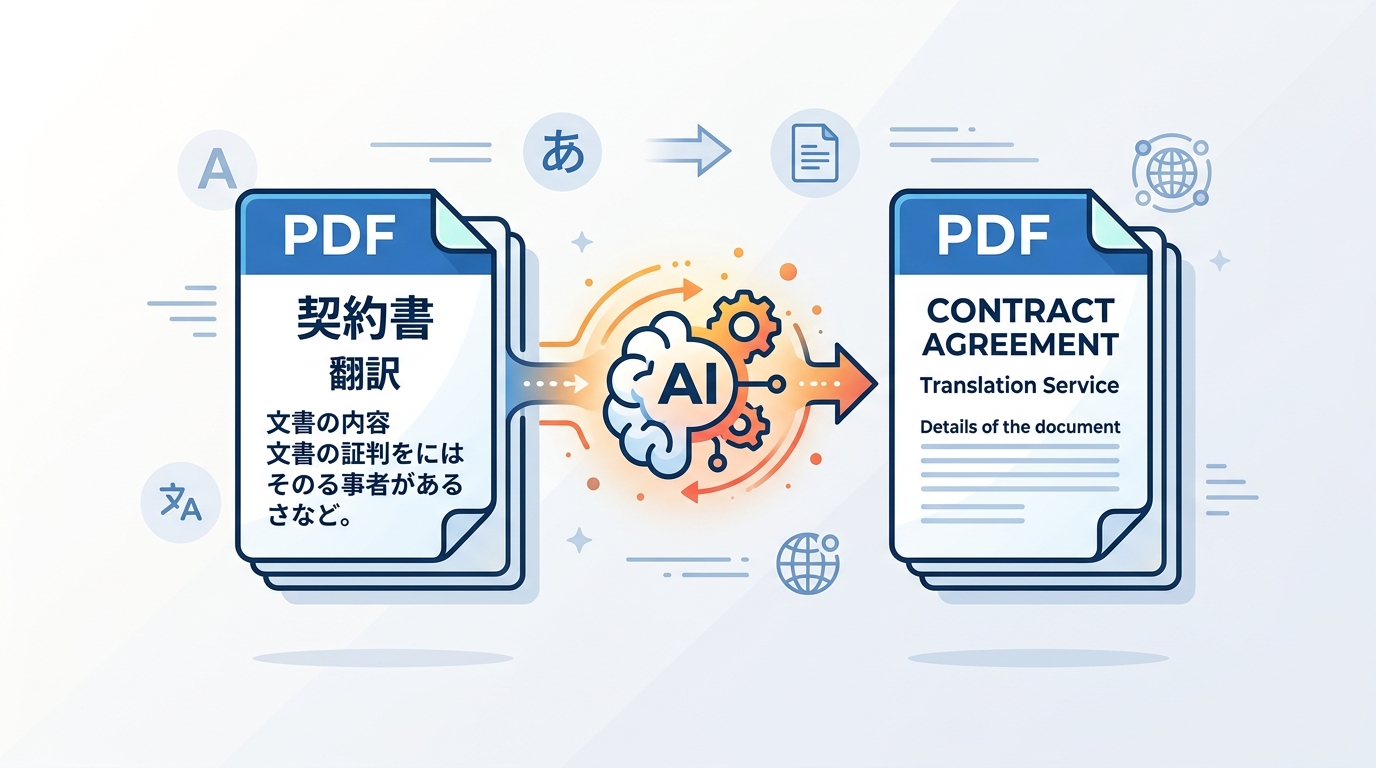 PDF翻訳ツールの概要を示すイラスト
