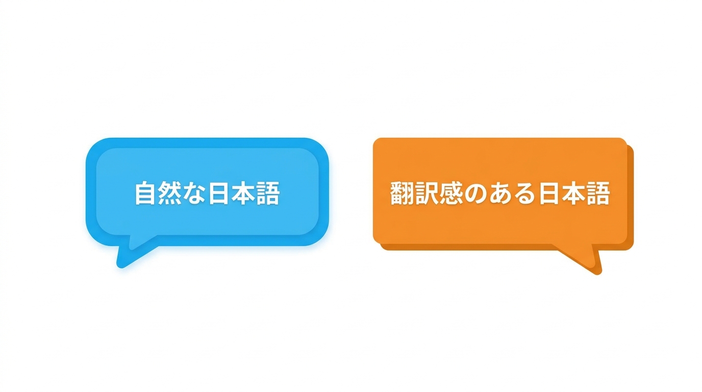 日本語対応の精度の違いを示すイラスト