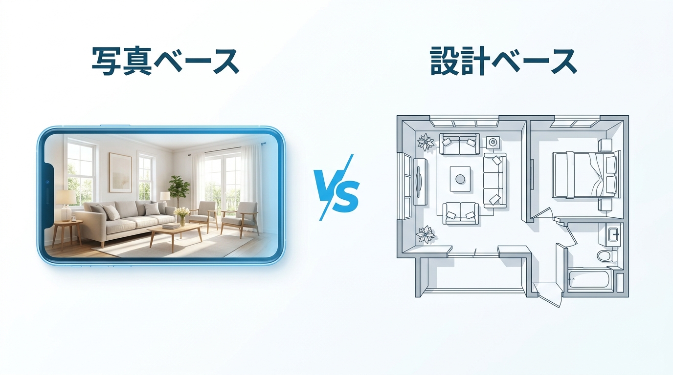 写真ベースと設計ベースの違いを示す比較イラスト