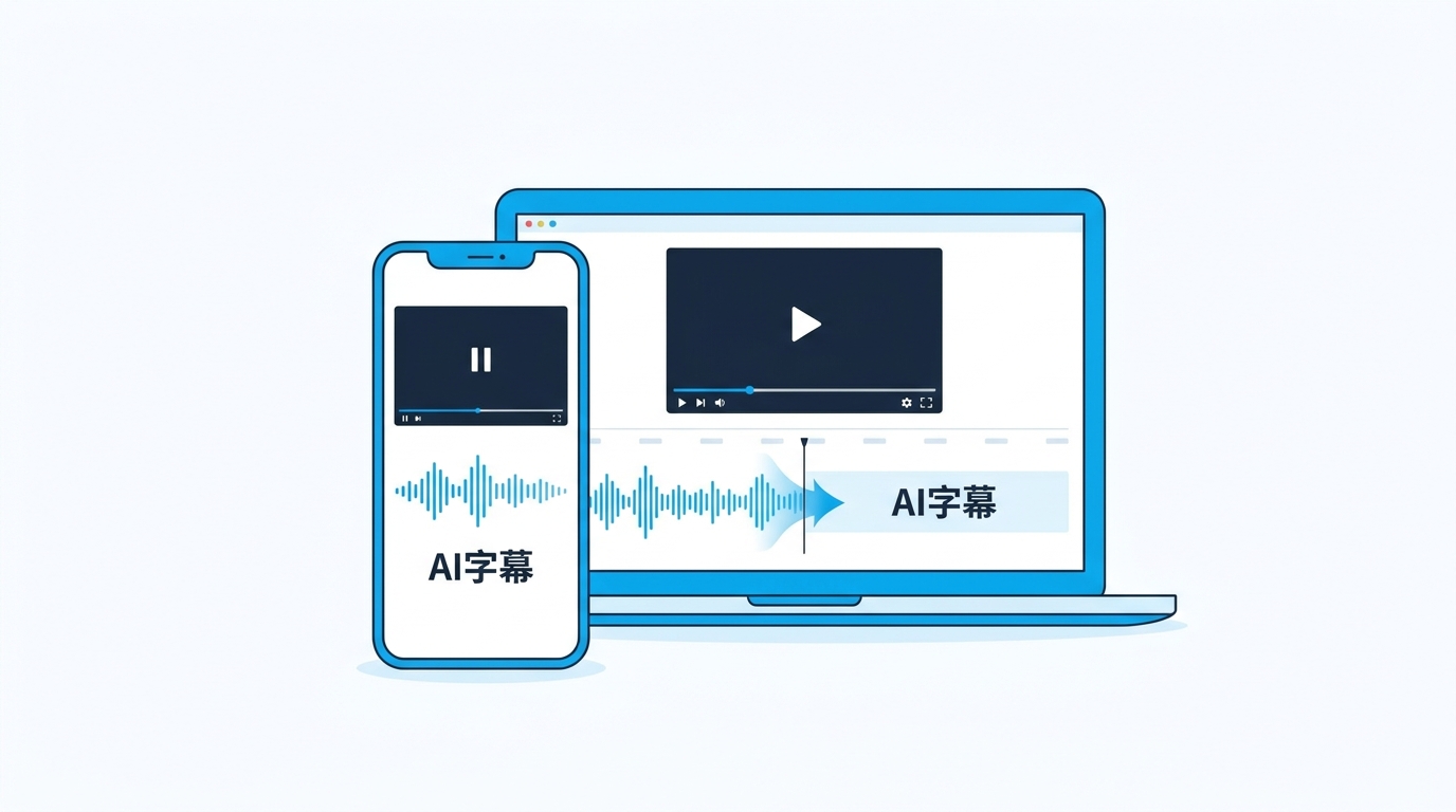 AI字幕生成ツールの概要を示すイラスト