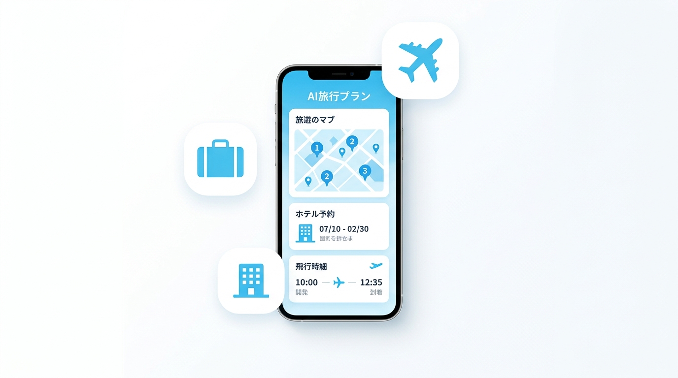 AI旅行プランツールの概要を示すイラスト