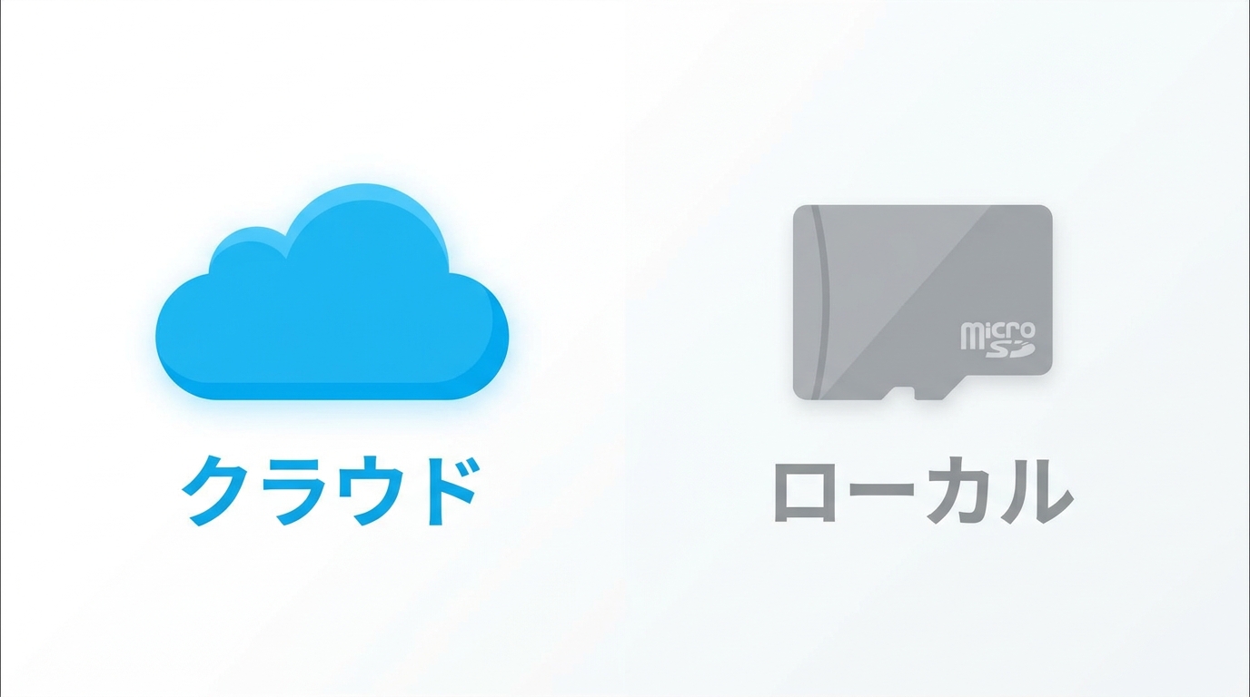 クラウドとローカル録画の比較イラスト