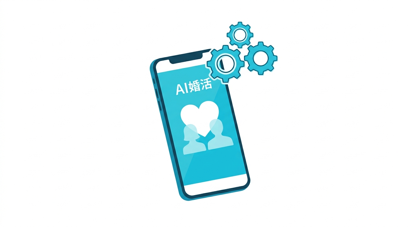 AI婚活アプリの概要を示すイラスト