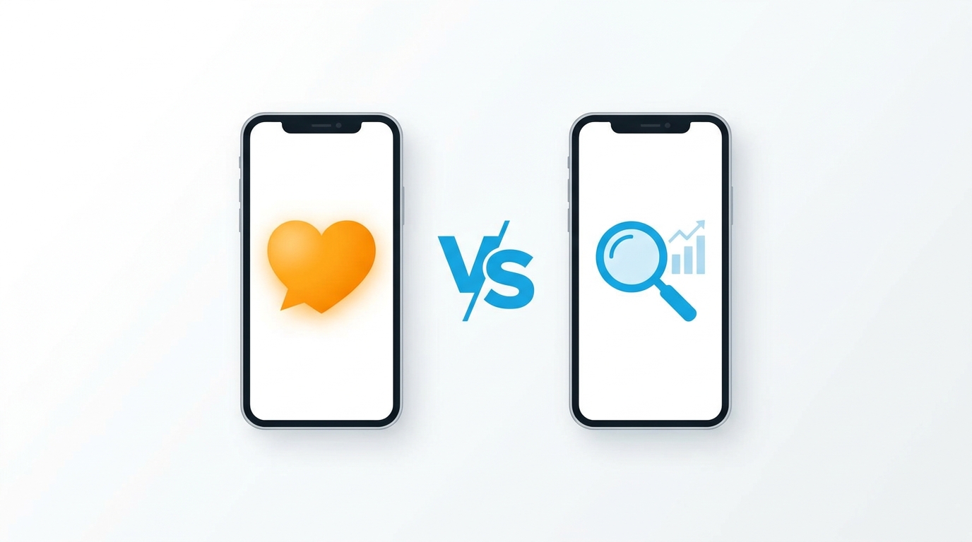 恋愛特化型AIと汎用AIの違いを比較するイラスト