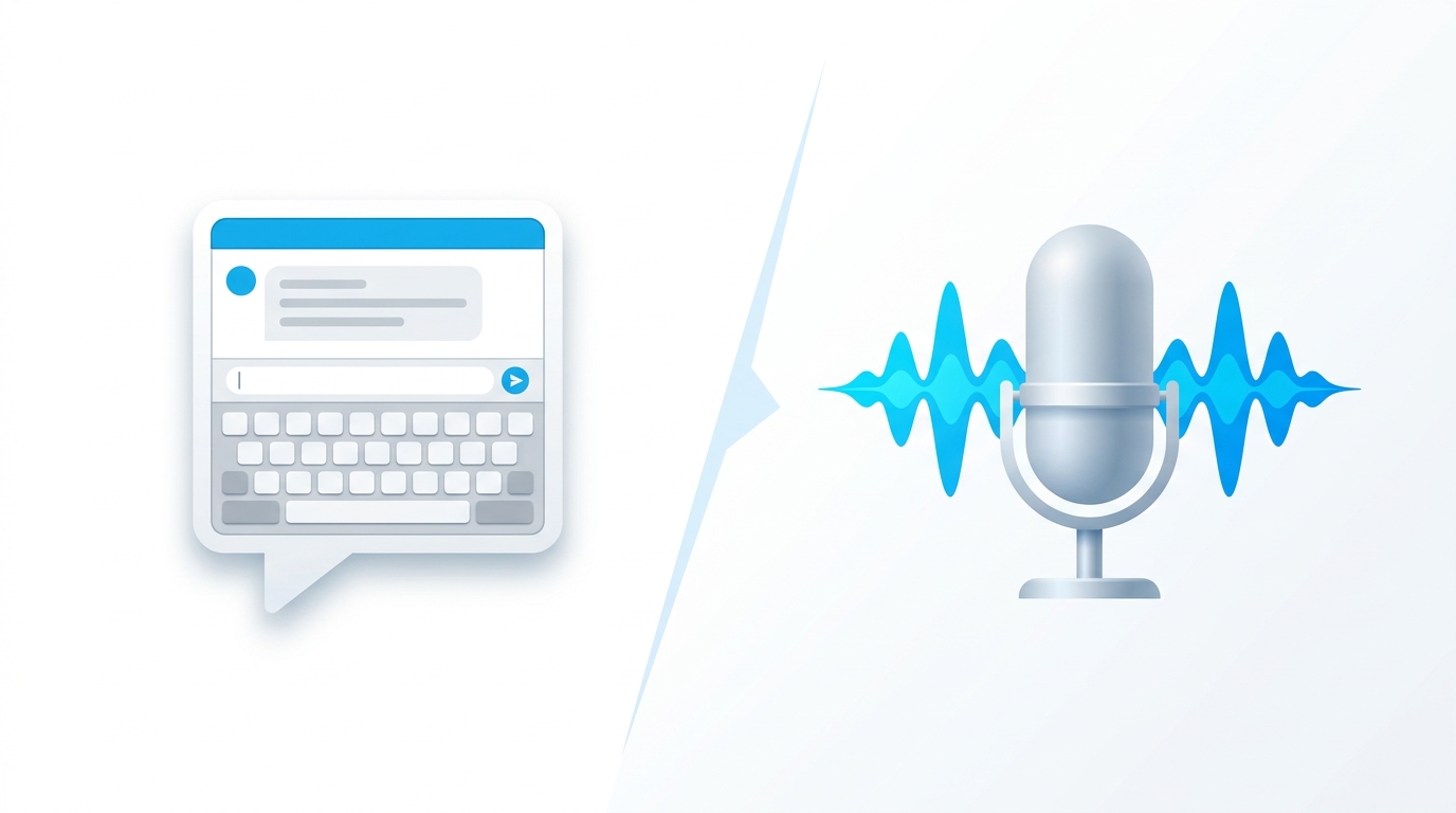 テキストチャットと音声会話の相談形式を比較するイラスト