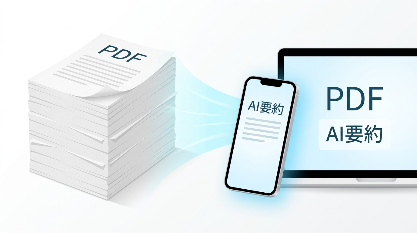 PDF要約AIツールの概要を示すイラスト
