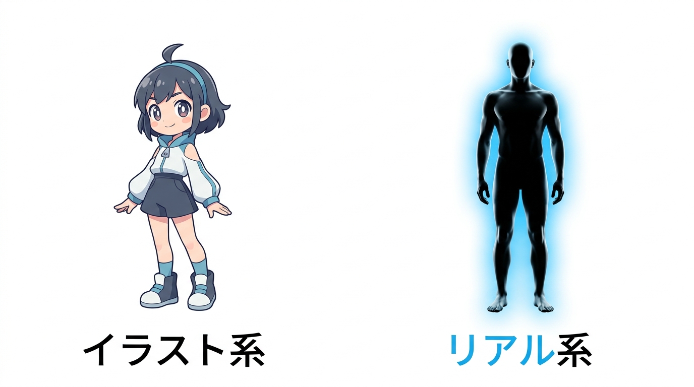 イラスト系とリアル系のAI画像生成を比較するイラスト