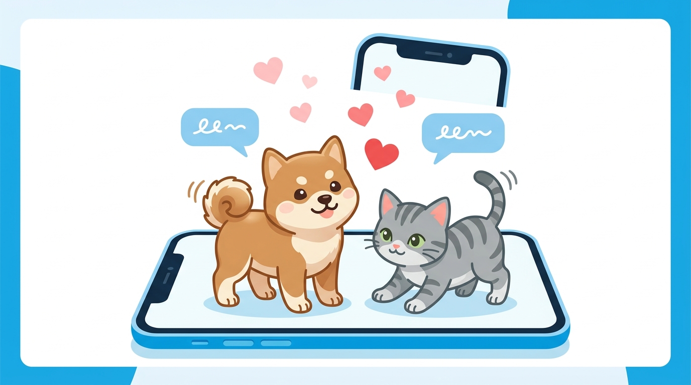 AIペットアプリの概要を示すイラスト