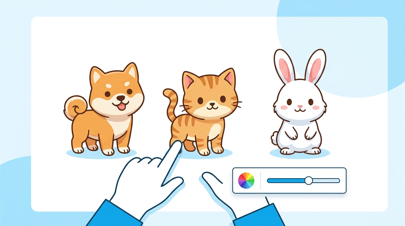 AIペットの種類とカスタマイズ性を示すイラスト