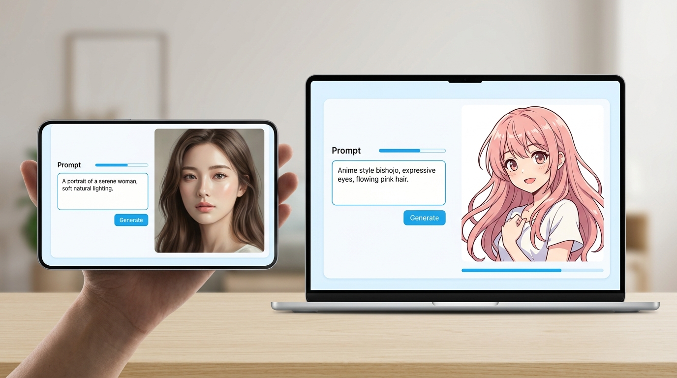 AI美女画像の生成の概要を示すイラスト