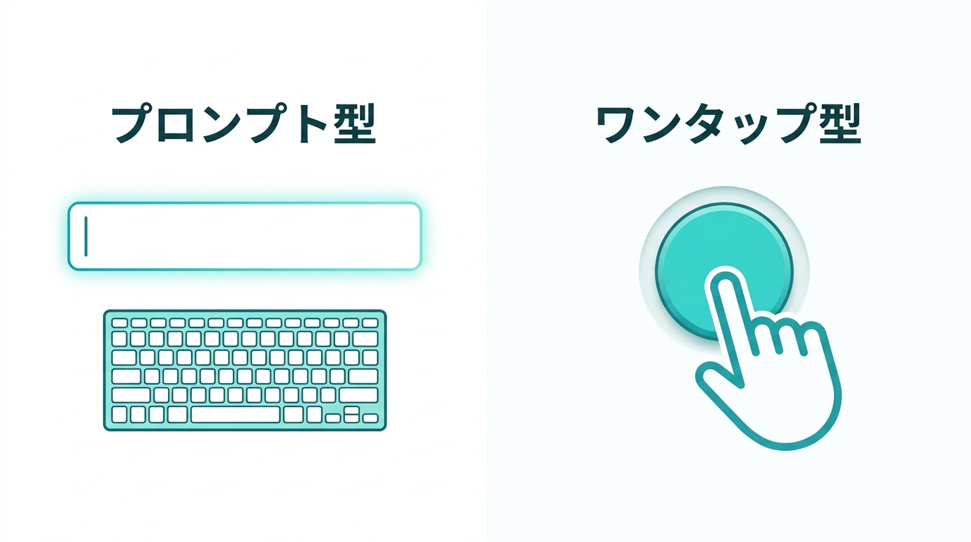 プロンプト型とワンタップ型の比較を示すイラスト