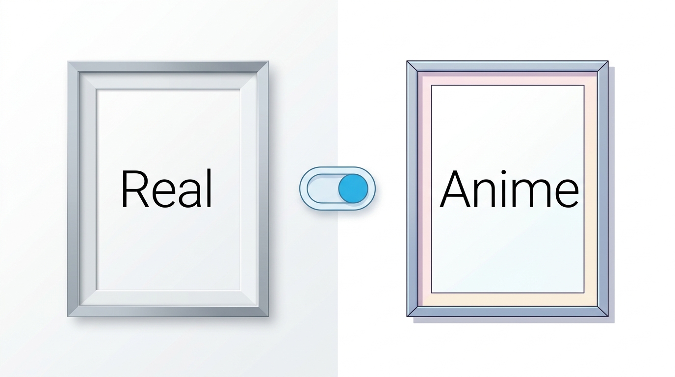 リアル系とアニメ系のスタイル比較を示すイラスト