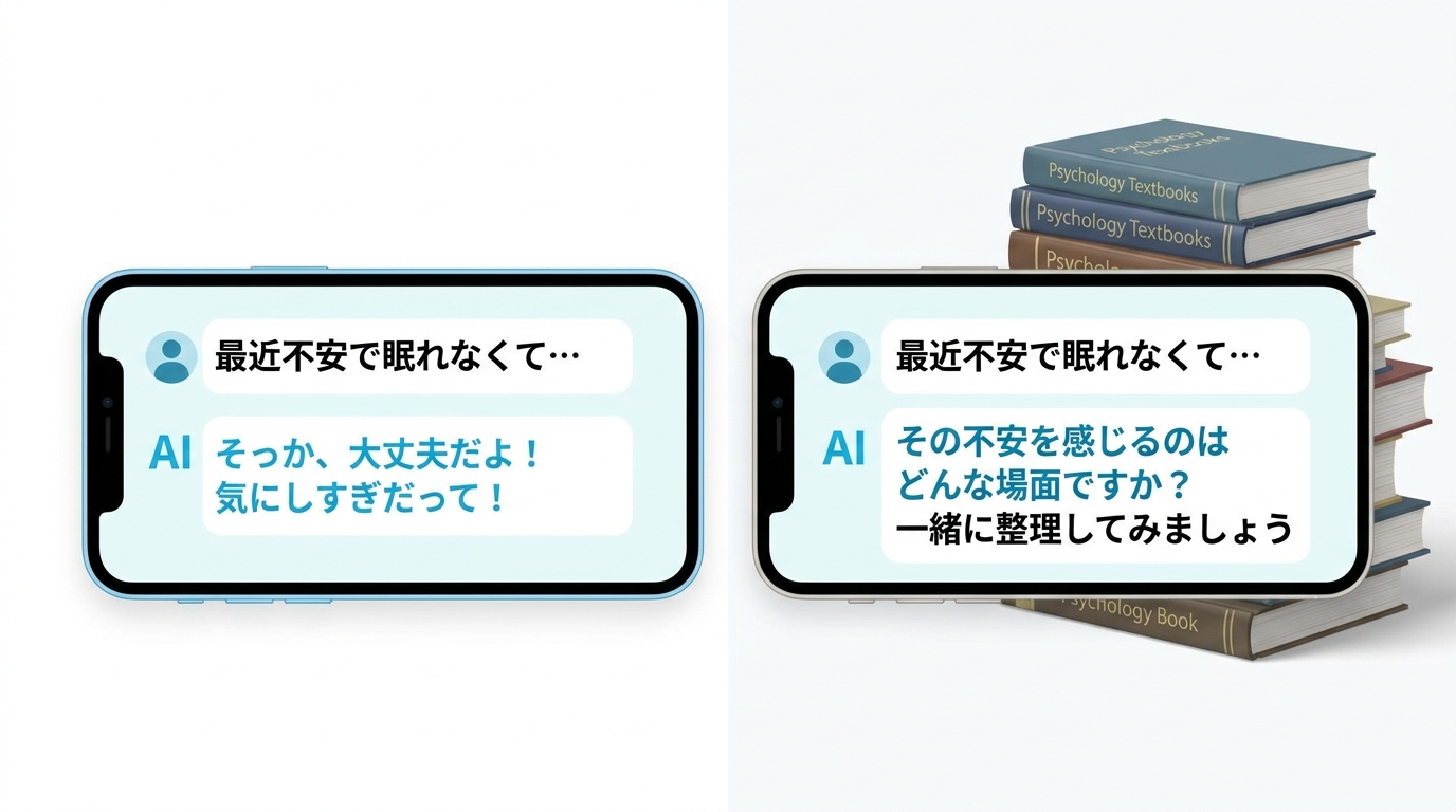 心理学的な根拠に基づいたアプリ選びを示すイラスト