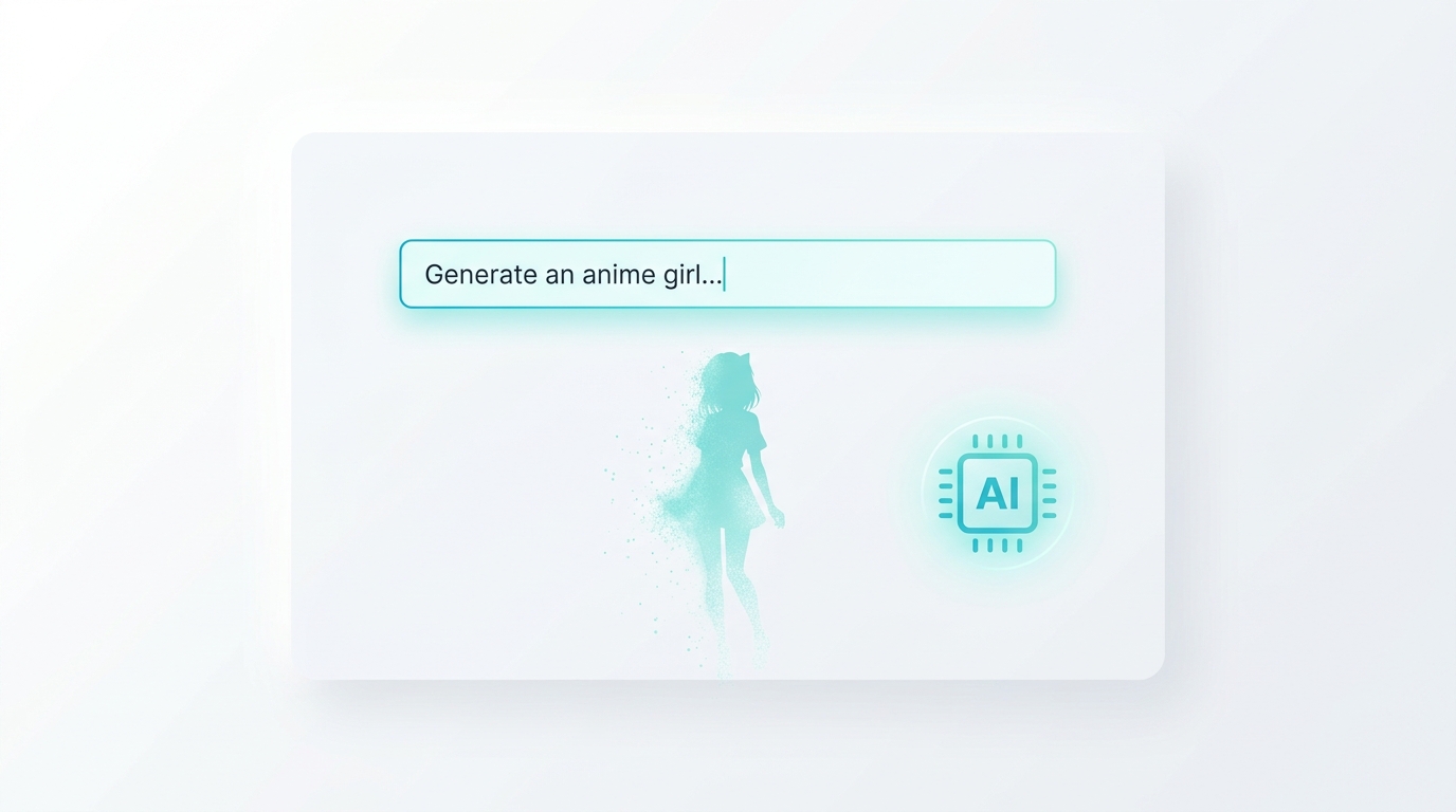 AI美少女画像生成の概要を示すイラスト