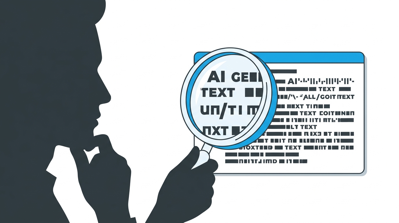 AI生成コンテンツのファクトチェックの重要性を示すイラスト