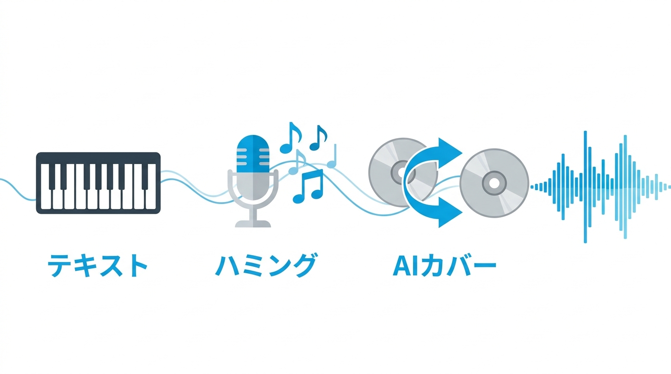 AI歌作成の入力方法の種類を示すイラスト