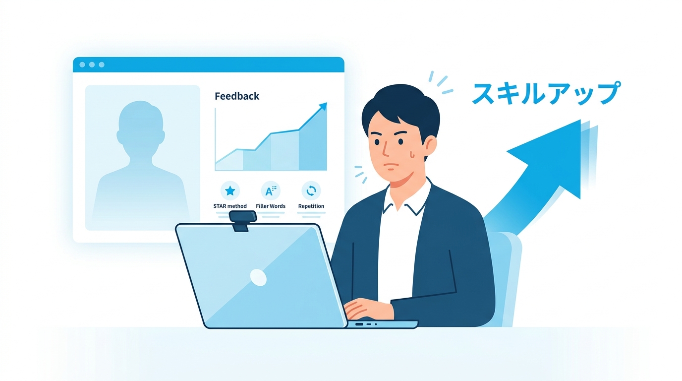 面接練習AIを効果的に活用するコツを示すイラスト