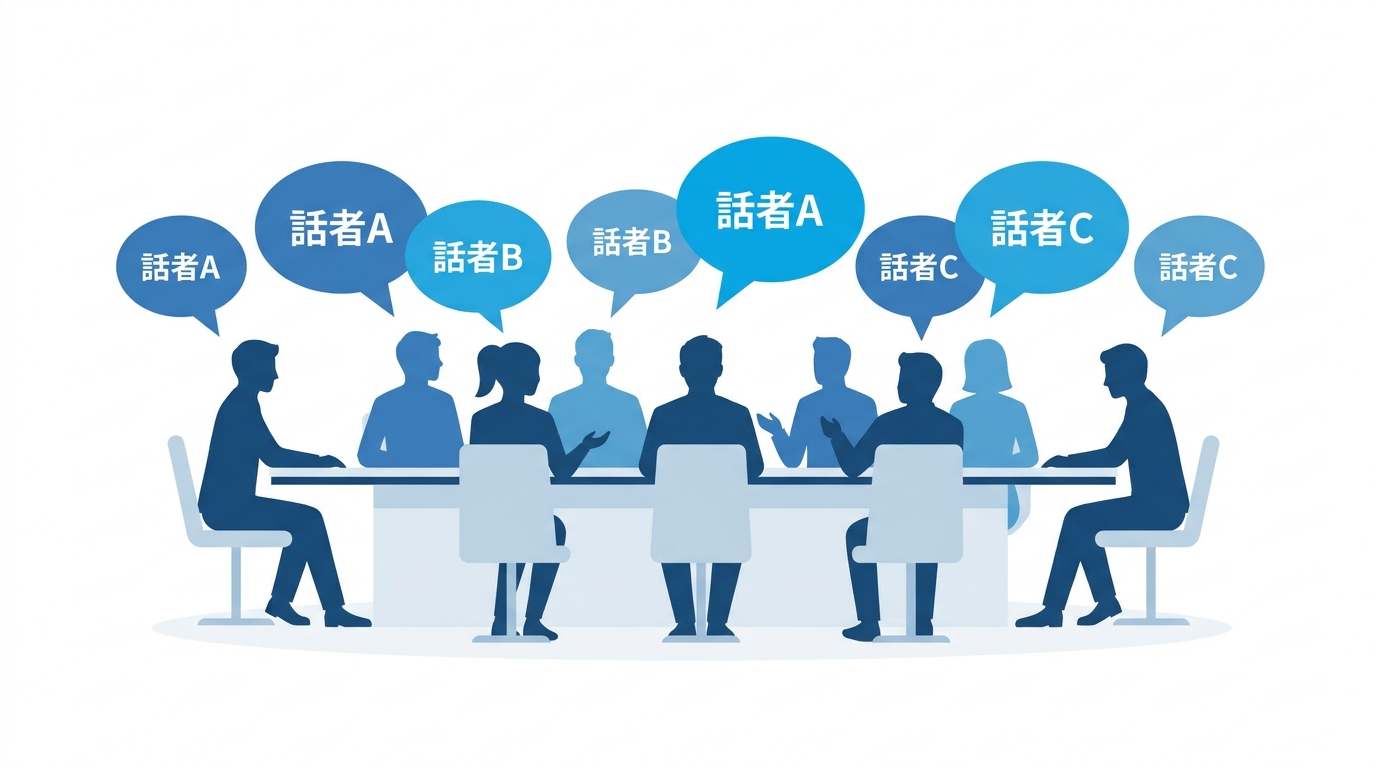 話者識別と要約機能を示すイラスト