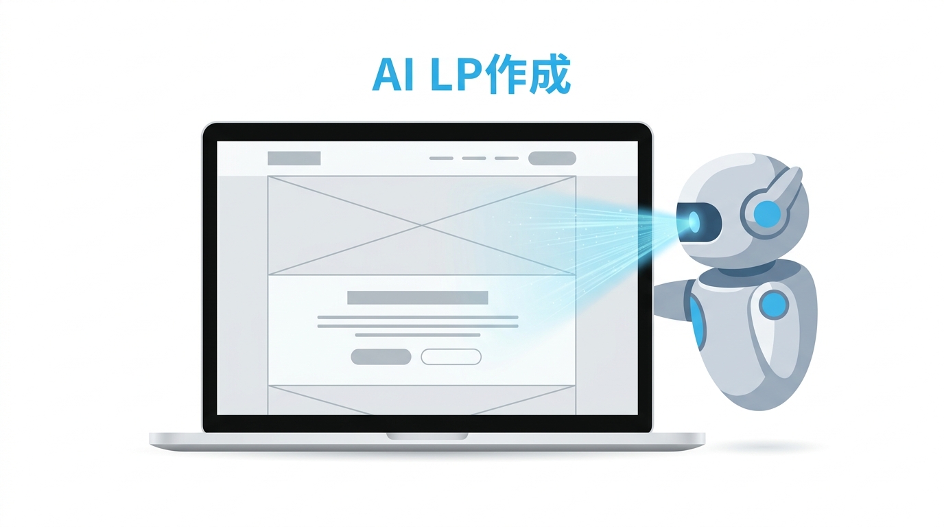 AI LP作成ツールの概要を示すイラスト