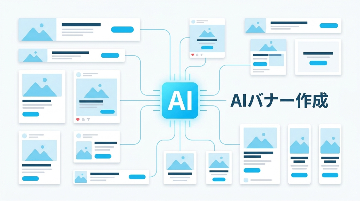 AIバナー作成ツールの概要を示すイラスト