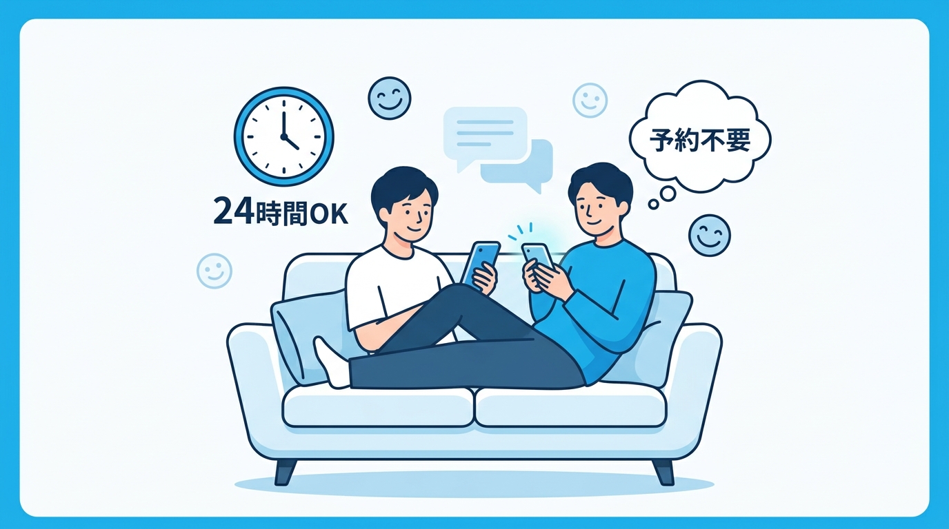 AI英会話の手軽さを示すイラスト