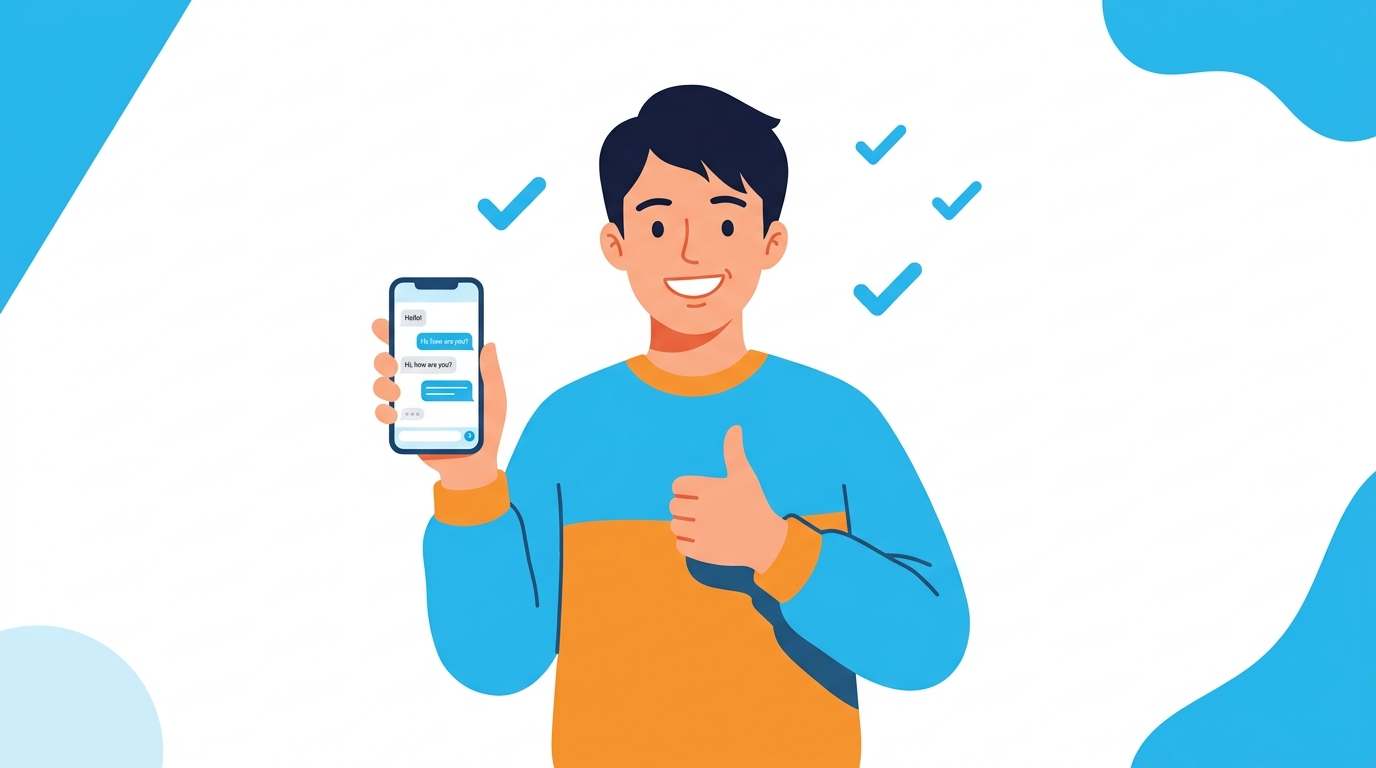 ChatGPTで英会話練習を始める準備が整ったことを示すイラスト
