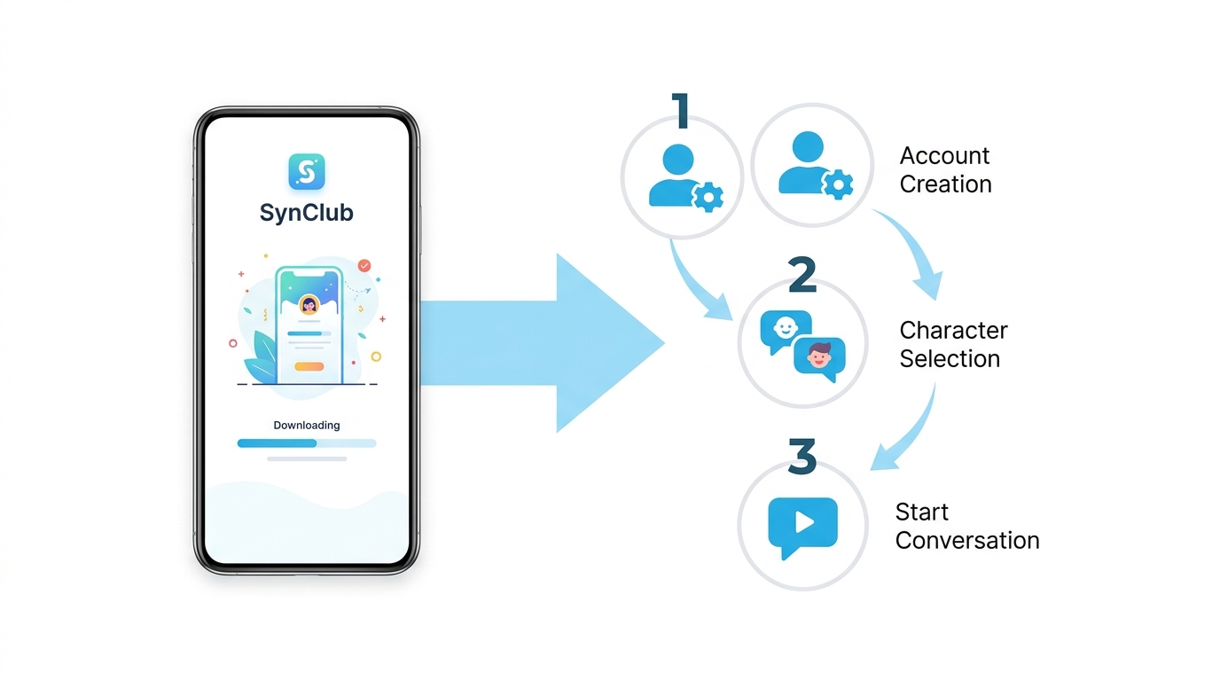 SynClubの始め方・使い方を示すイラスト