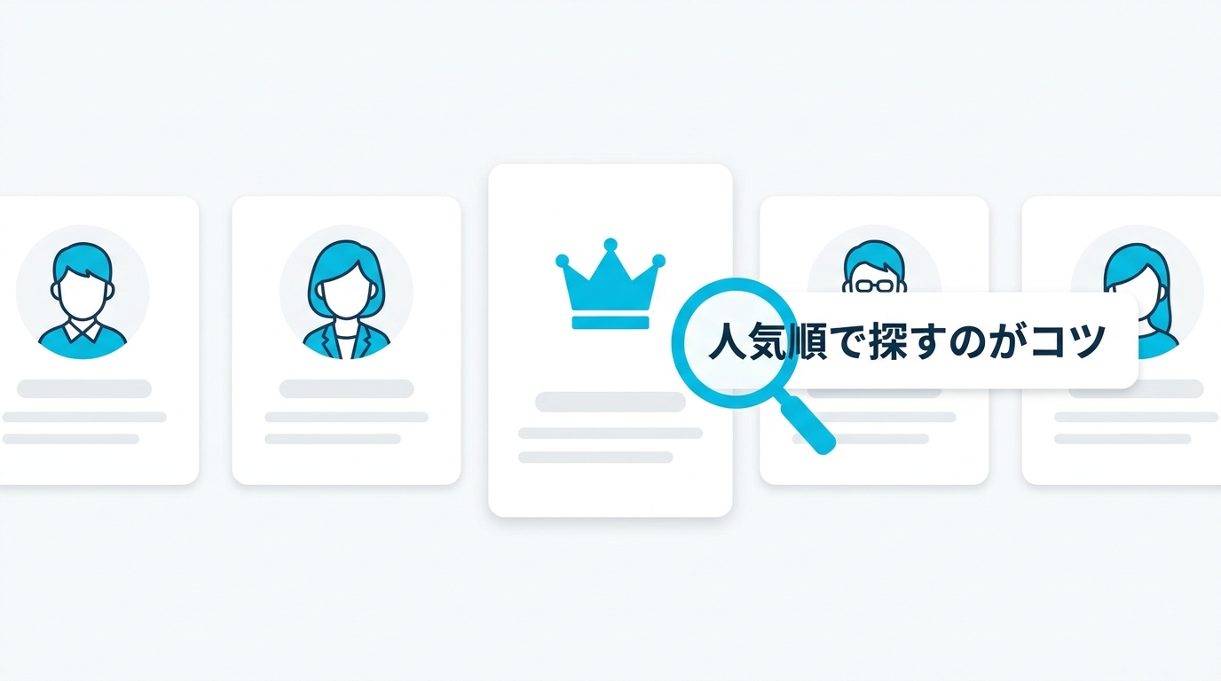 CrushOn AIを人気順で探すコツを示すイラスト