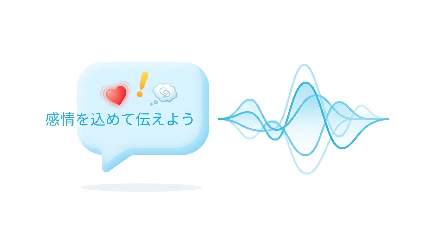 Kupid AIに感情を込めて伝えるコツを示すイラスト