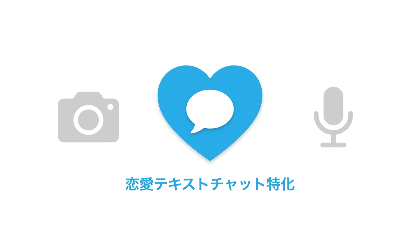 Romantic AIの恋愛テキストチャット特化の特徴を示すイラスト