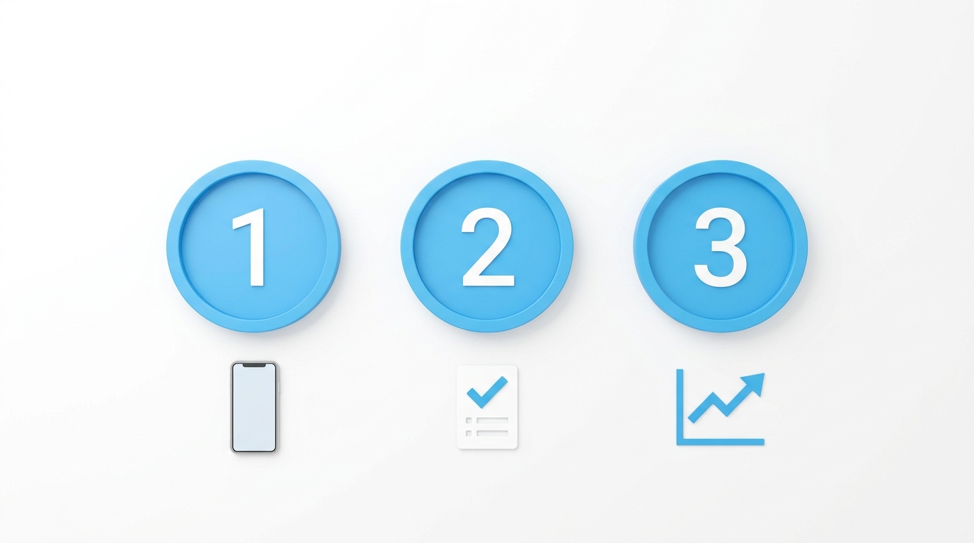 Awarefyの始め方・3ステップで始められることを示すイラスト