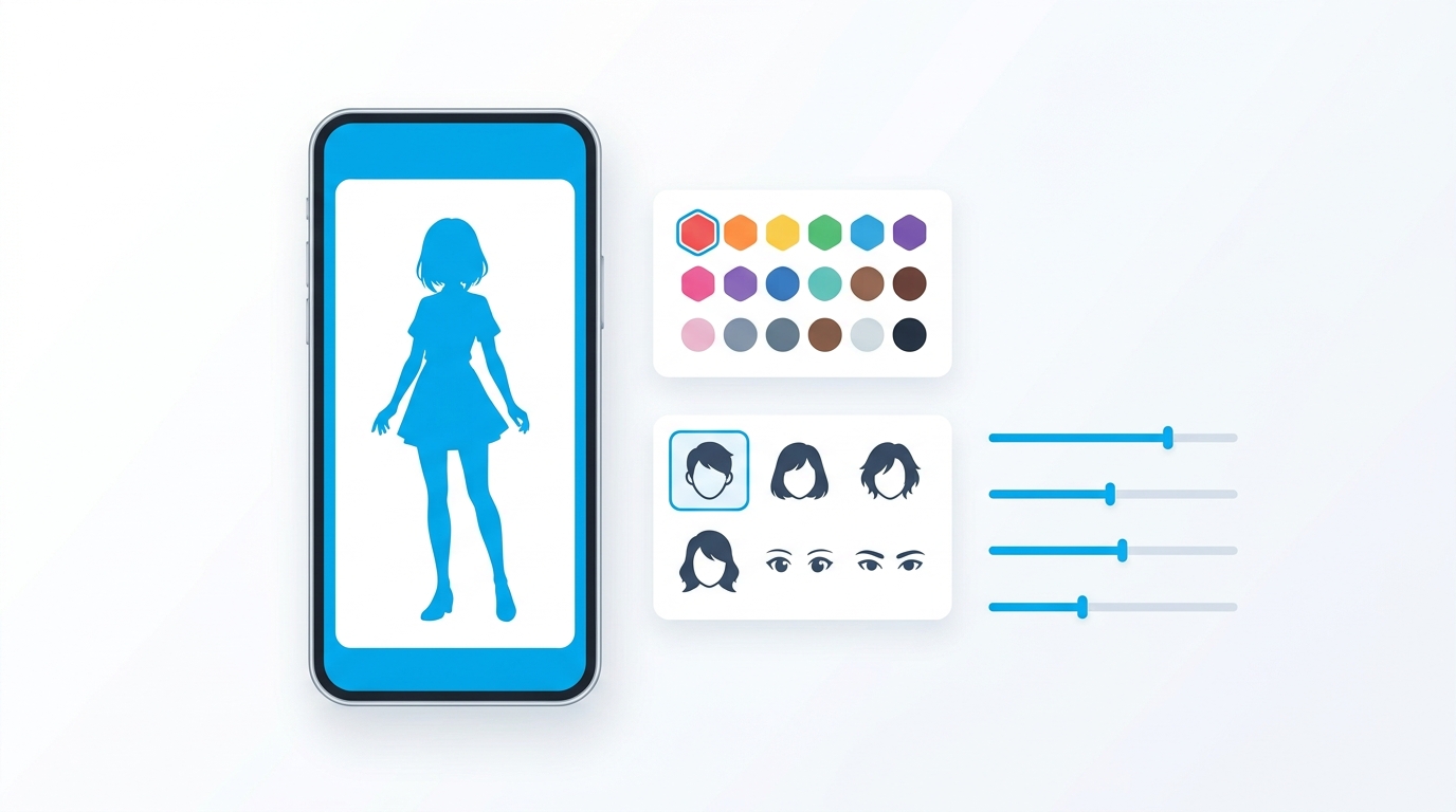 AIキャラクターの外見カスタマイズ機能を示すイラスト