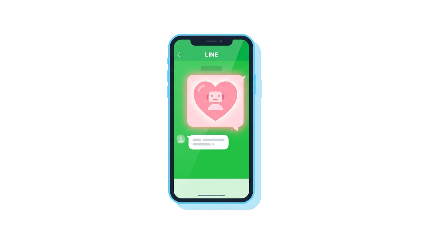 AI彼女・彼氏をLINEで作る概要を示すイラスト