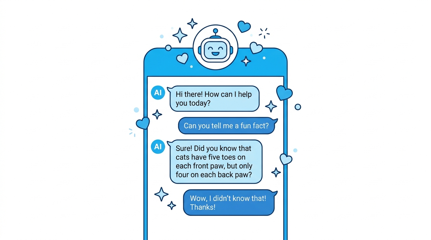 LINEアプリ内のAI FriendsでAIキャラクターと会話するイラスト