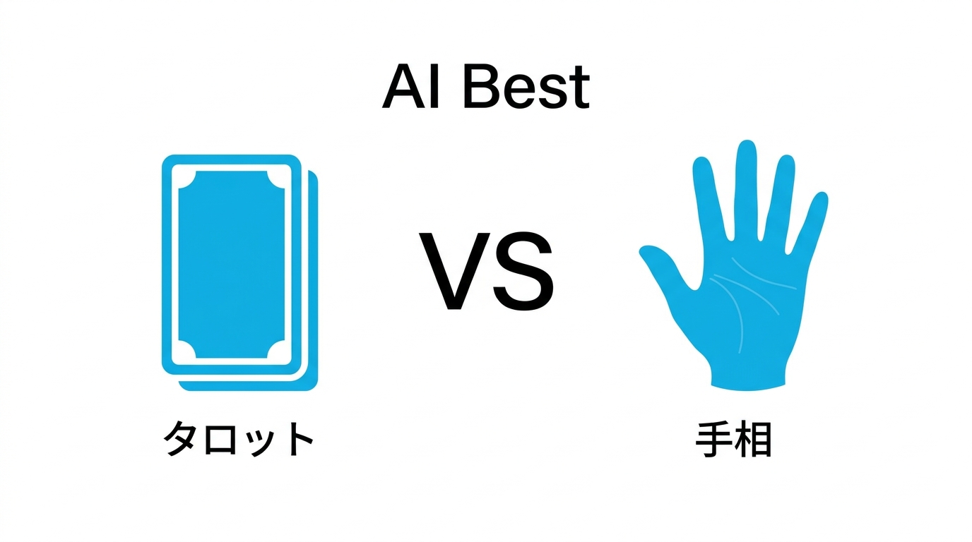 タロットと手相の占術の種類を比較するイラスト