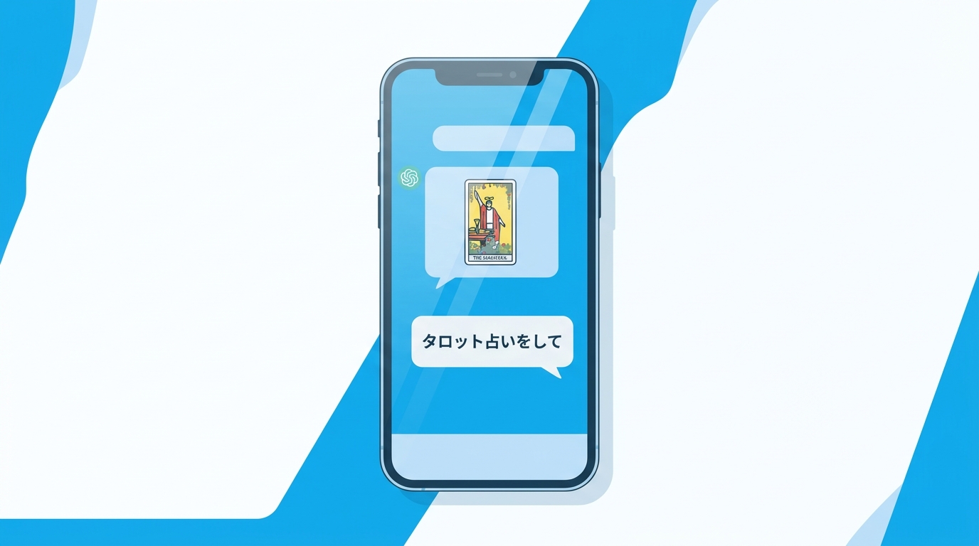 ChatGPTでAI占いを試す方法を示すイラスト