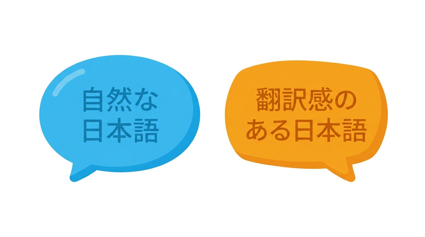 アニメキャラAIチャットの日本語品質の違いを比較するイラスト